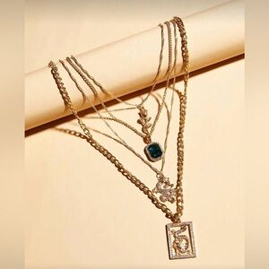 Elegant Gold Layered Necklace Set